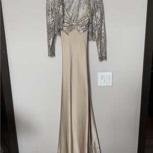 Calvin Klein Metallic Lace Long Sleeve Dress